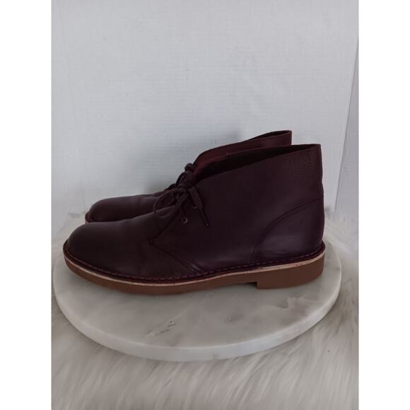 Clarks Bushacre Men\'s Size 10 Desert Boots Leather Burgundy 15522 main image 10
